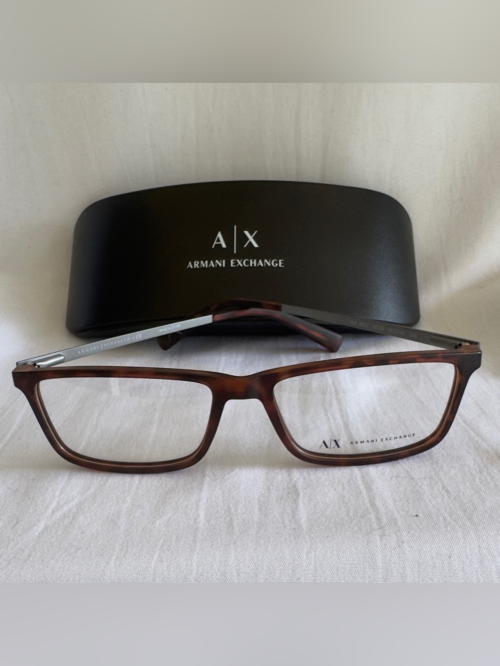 Armani Exchange Brown Tortoiseshell Rectangular Eyeglass Frames 55-16-140